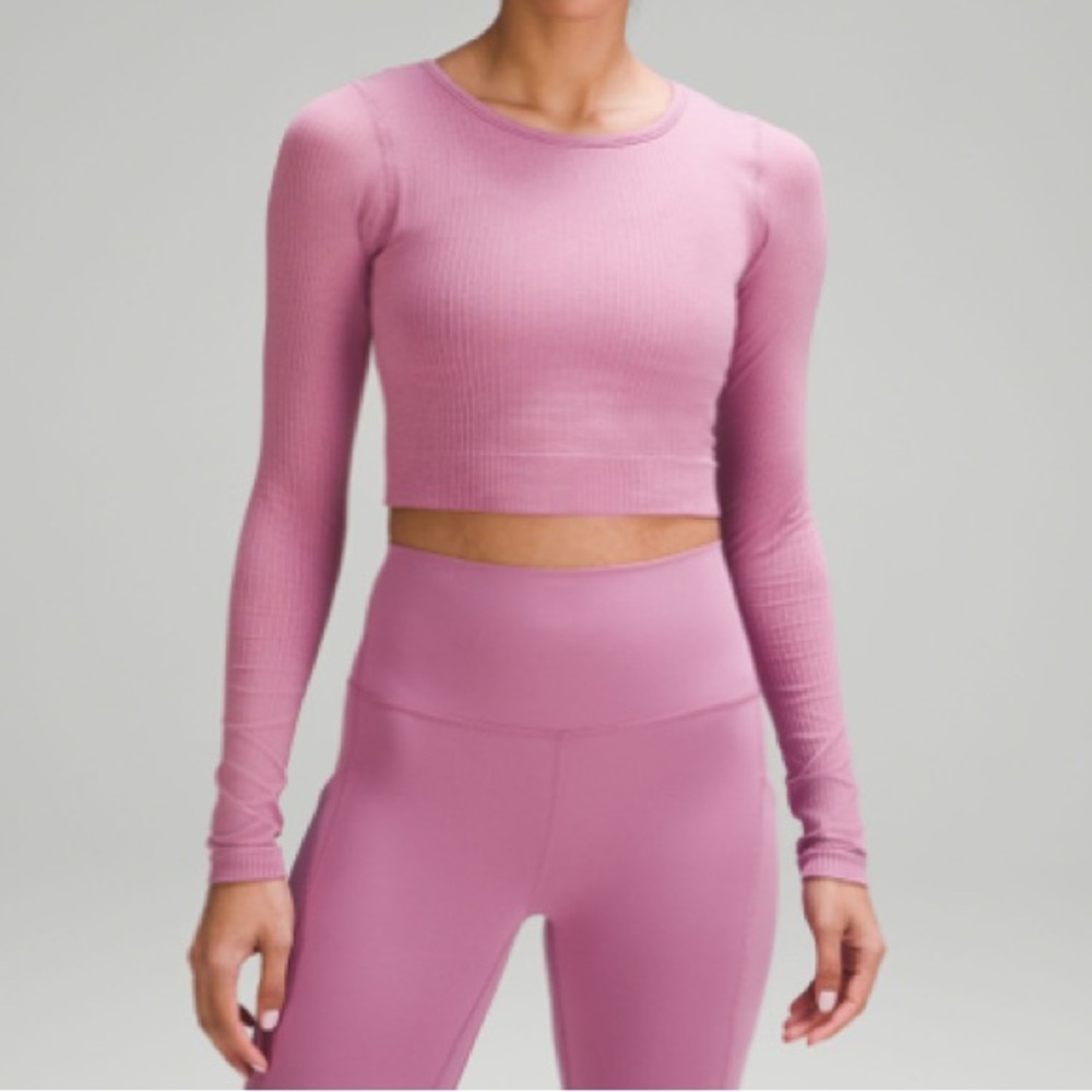 Never worn Lululemon Ebb to street long sleeve shirt - velvet dust/pink size 8